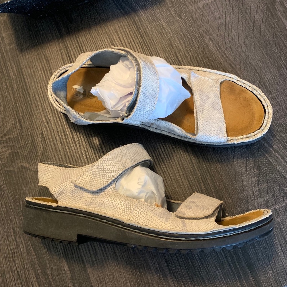 NAOT Silver Snakeskin Strappy Sandals 41 / 10